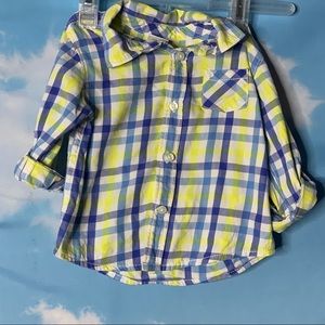 Gymboree- Yellow & Blue Button Up Top 12-18M